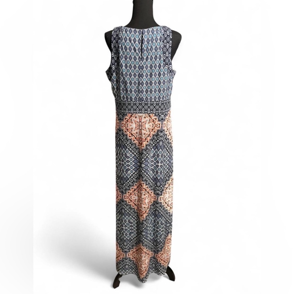 Wisp Womens 14P Elegant Geometric Print Maxi Dress Spring Airy Casual - Picture 2 of 7